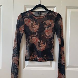 Urban outfitters mesh long sleeve top